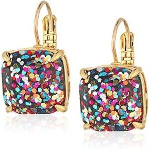 kate spade - Multi glitter/ Gold - Small Square - Lever back Earrings- NWT